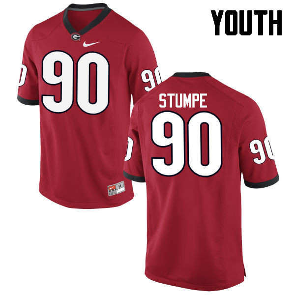 Youth Georgia Bulldogs #90 Tanner Stumpe College Football Jerseys-Red